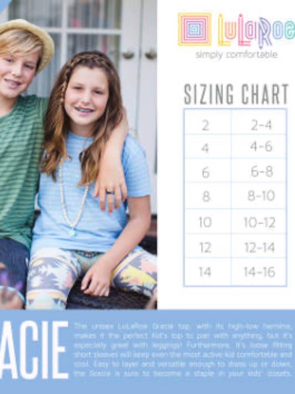 LuLaRoe Kids Gracie Top - 4th of July - Picture 2 of 2